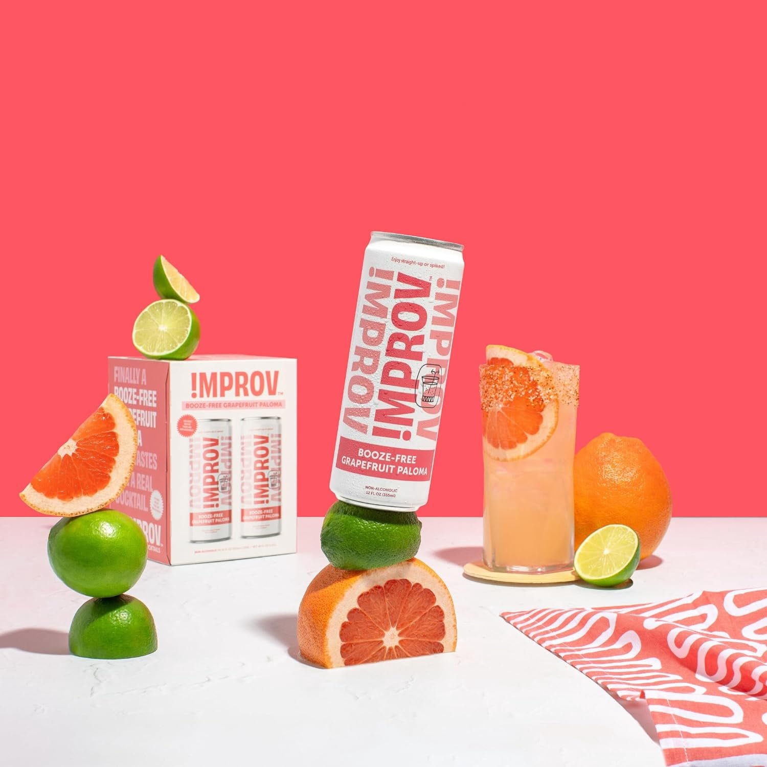 (Pack Of 6) Improv Booze Free Cocktai Non-Alcoholic Mocktail Grapefruit 48 Fo