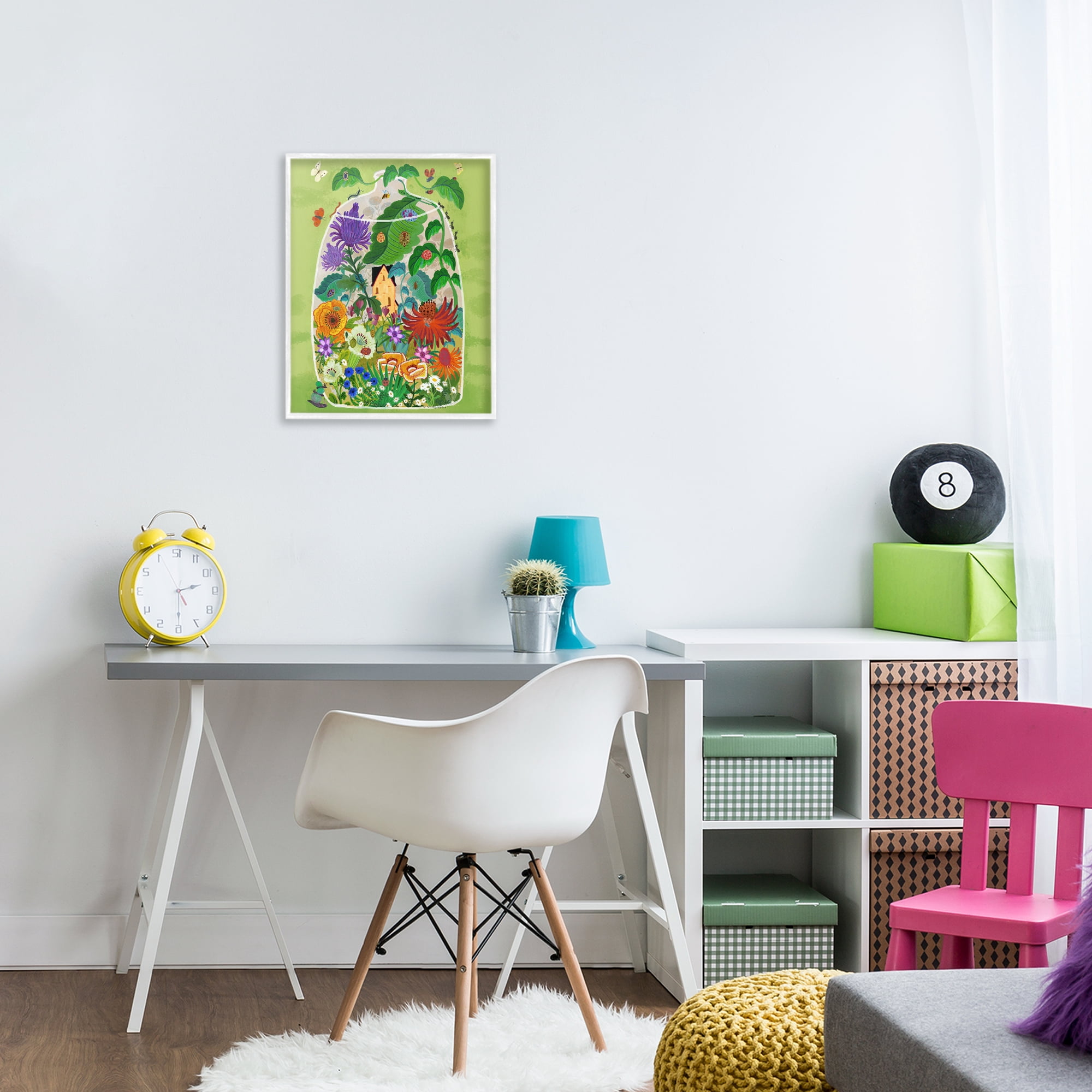 Stupell Industries Terrarium Bug Garden White Framed Giclee Art, design by Kay Widdowson