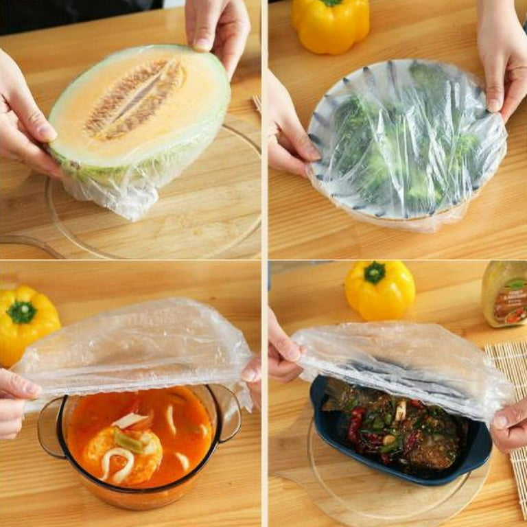 100PCS Plastic Food Wrap great it value Food Grade Plastic Household Cling Film BPA Free Safe Not Crack Easily Flexible And Reusable
