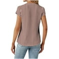 thumbnail image 3 of QATAINLAV Womens V Neck Shirts Tulip Hem Short Sleeve Henley Shirt Chiffon Button Work Tops Fashion Stripe Print T Shirts Summer Casual Tunics Orange S Gifts for Mom, 3 of 6