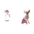 thumbnail image 1 of Escultura de flamenco de resina, figura de jardín de arte moderno con soporte de metal, estatua de perro colorido, cachorro artesanal, adorno multicol, 1 of 8