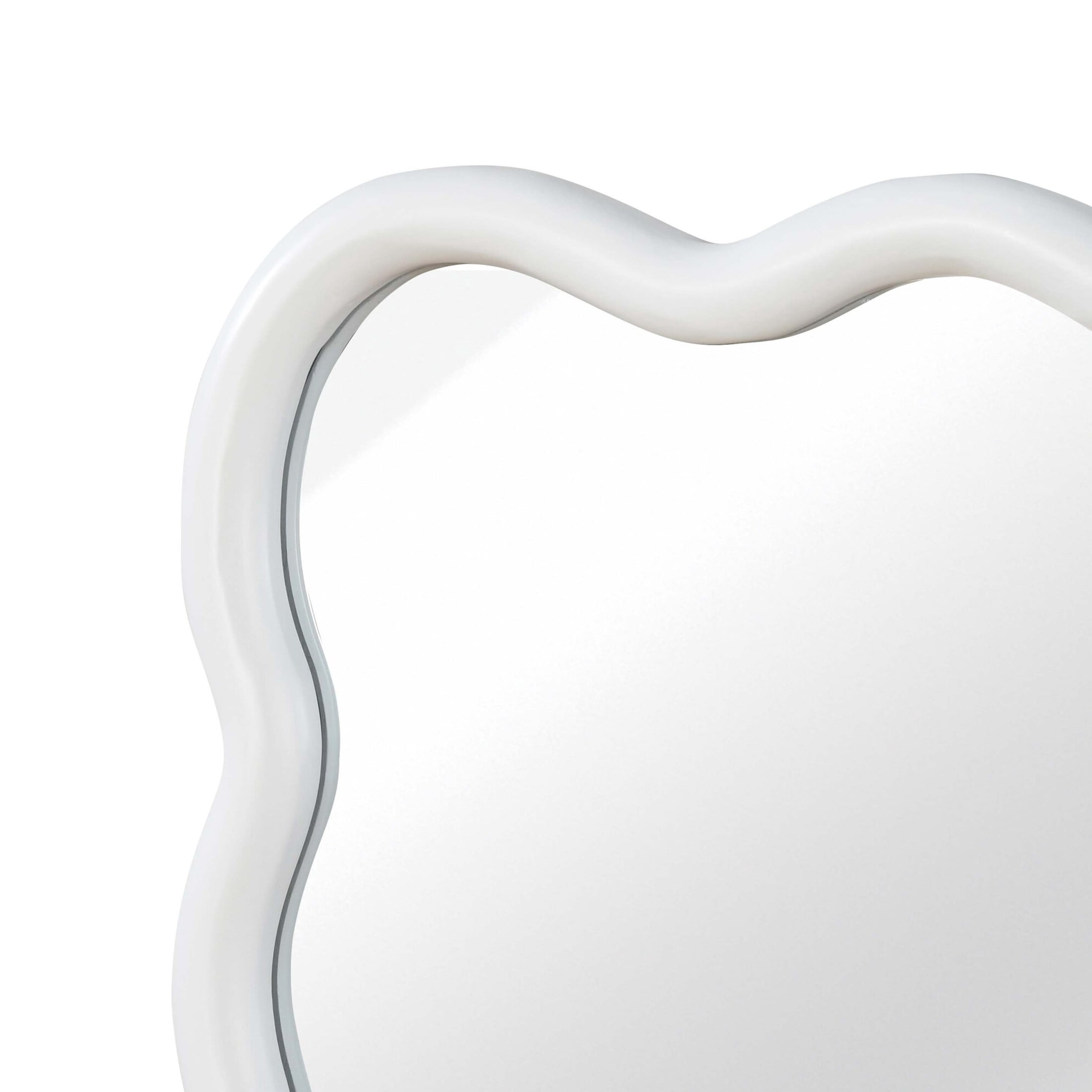 Noble House 20"x30" Wavy Rectangle Wall Mirror, Solid Wood Decorative Vanity Mirror, White