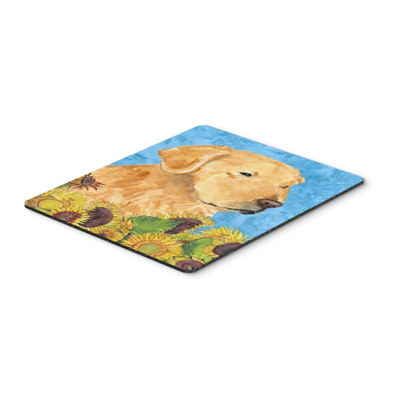 "Golden Retriever in Summer Flowers Mouse Pad Hot Pad or Trivet"
