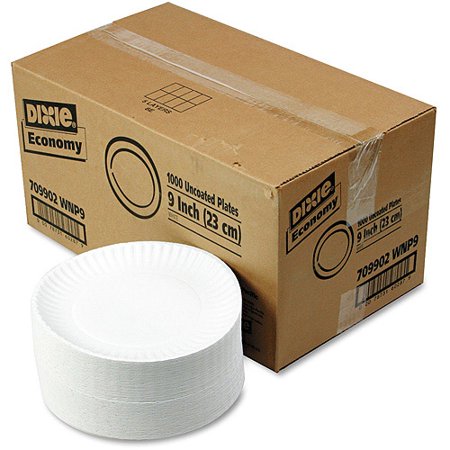 Dixie White Paper Plates, 9" Diameter, 1000 ct