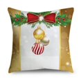 thumbnail image 1 of Fundas de almohada navideñas de bienvenida para sofá, decoración del hogar, Bolas brillantes doradas, Poinsettia, 40 cm, 45 cm, 50cm, 1 of 4