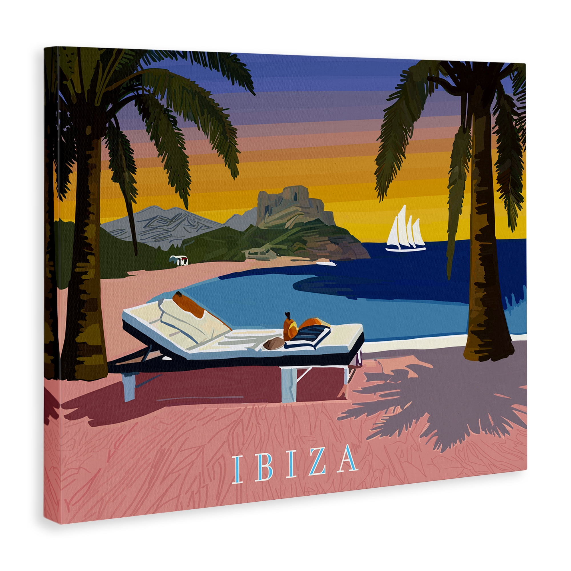 Stupell Industries Ibiza Tropical Beach View Cities & Countries Painting Wrapped Canvas Art Print Wall Art, 30 x 24