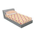 thumbnail image 3 of Retro Bedding Set with Sheet & Covers, Diagonal Chain Pattern with Big and Small Dots on Lines in Shabby Colors, Printed Bedroom Decor 2 Shams, 4 Sizes, Marigold Scarlet Cream, by Ambesonne, 3 of 3
