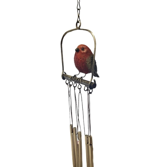 13" Resin Intricated Red Bird Wind Chime