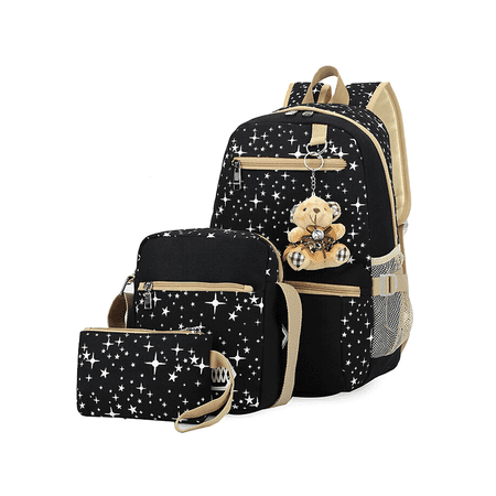 3Pcs/Sets Backpacks for Teenage Girls for School, Canvas Backpacks for Girls Scatchel Rucksack Backpacks for Middle School, Causual Backpack for (Best Backpacks For Middle School)