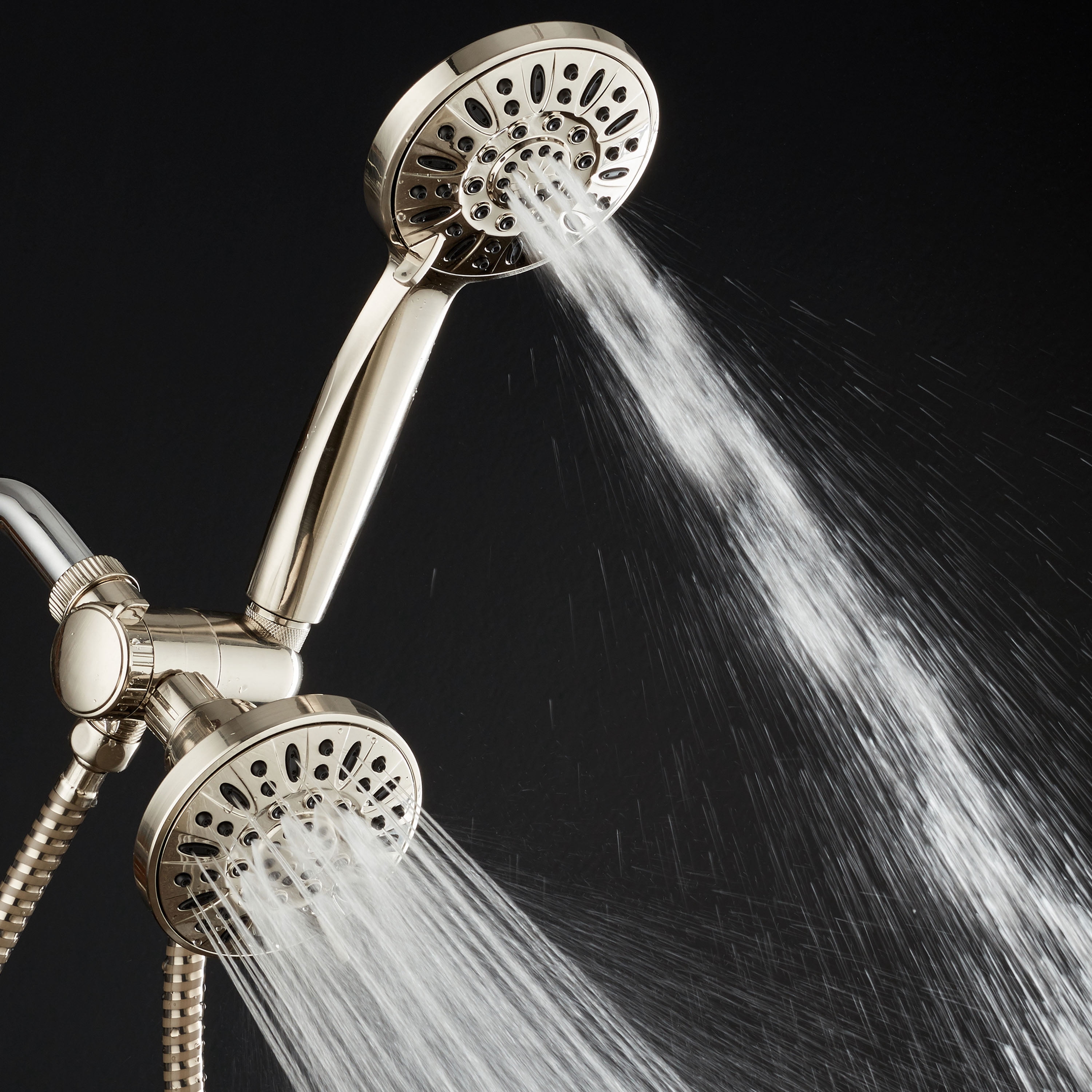 AquaDance High-Pressure 48-Setting Luxury 3-Way Dual Shower Head Combo, Brushed Nickel