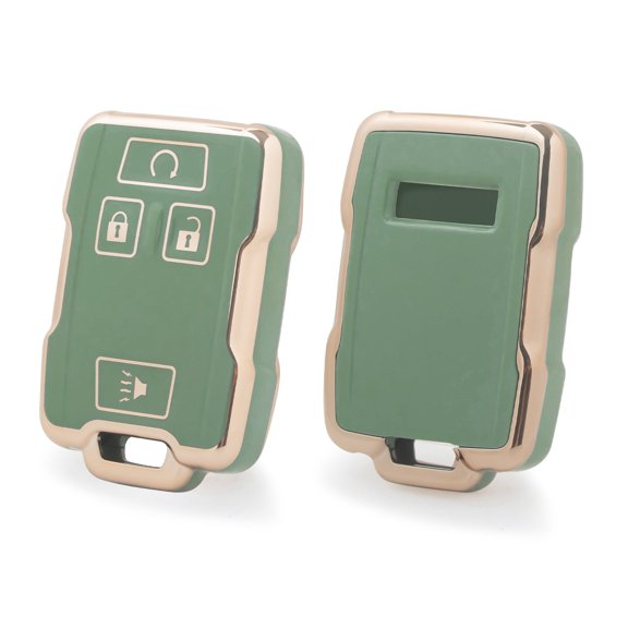 Xotic Tech 2X Green Full Cover Soft TPU Smart Keyless Entry Key Fob Cover Shell Case Compatible with Chevrolet Colorado Silverado Suburban Tahoe Silverado 1500 2500 3500HD or GMC Canyon Yukon Sierra