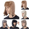 thumbnail image 7 of Moocorvic Winter Trapper Hat for Women Men with Faux Fur Ear Flaps, Soft Fleece Lined Cold Weather Ski Hats for Skiing Hunting Beige, 7 of 7