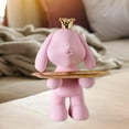 thumbnail image 4 of GUOOL Plateau en Résine Crown Rabbit Girl Rangement Clés Ornements Fruits Collation Plateau Salon Rose, 4 of 8