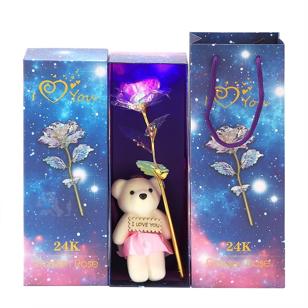Rosa Galáctica Chapada En Oro De 24 Quilates, Colorida Rosa Eterna De San Valentín, Regalo De San Valentín Para Novias, Damas sonducket HA026173-02