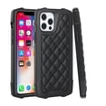 thumbnail image 2 of For Apple iPhone 13 Pro (6.1") PU Leather Design Lines Hybrid PC Hard Shockproof Armor Shell Bumper Soft Rubber Protection Cover ,Xpm Phone Case [Diamond Black], 2 of 7