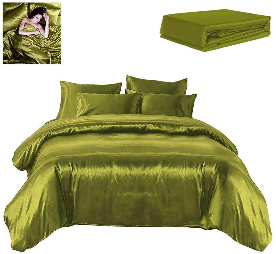 Todd Linens Sexy Satin Sheets 6 Pcs Queen King Bedding Set 1 Duvet