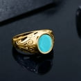 thumbnail image 4 of Gem Stone King 3.00 Ct Oval Green Turquoise 18K Yellow Gold Plated Silver Dad Father's Day Gift Men'sRing, 4 of 5