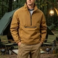 thumbnail image 2 of COMVALUE Men's Lightweight Quarter Zip Pullover Casual Windbreaker for Running Golf Jackets with 3 Pockets (Brown, XL), 2 of 7