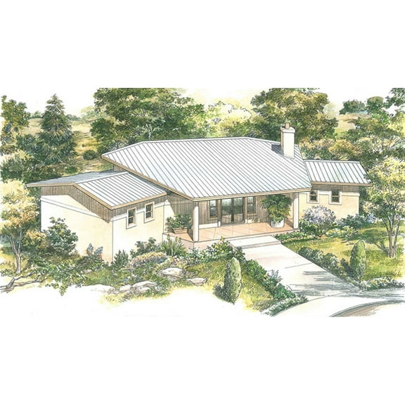 010-103: Contemporary Luxury 2 Bed, 2 Bath Luxury Home Plan, 1275 Sq Ft: Full Blueprints with License to Build by Home Plan Marketplace - Lesuto