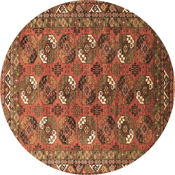Ahgly Company Indoor Round Oriental Brown Industrial Area Rugs, 7' Round