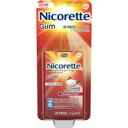 Nicorette Nicotine Gum Stop Smoking Aid 2 Mg Cinnamon Surge - 20 Ct