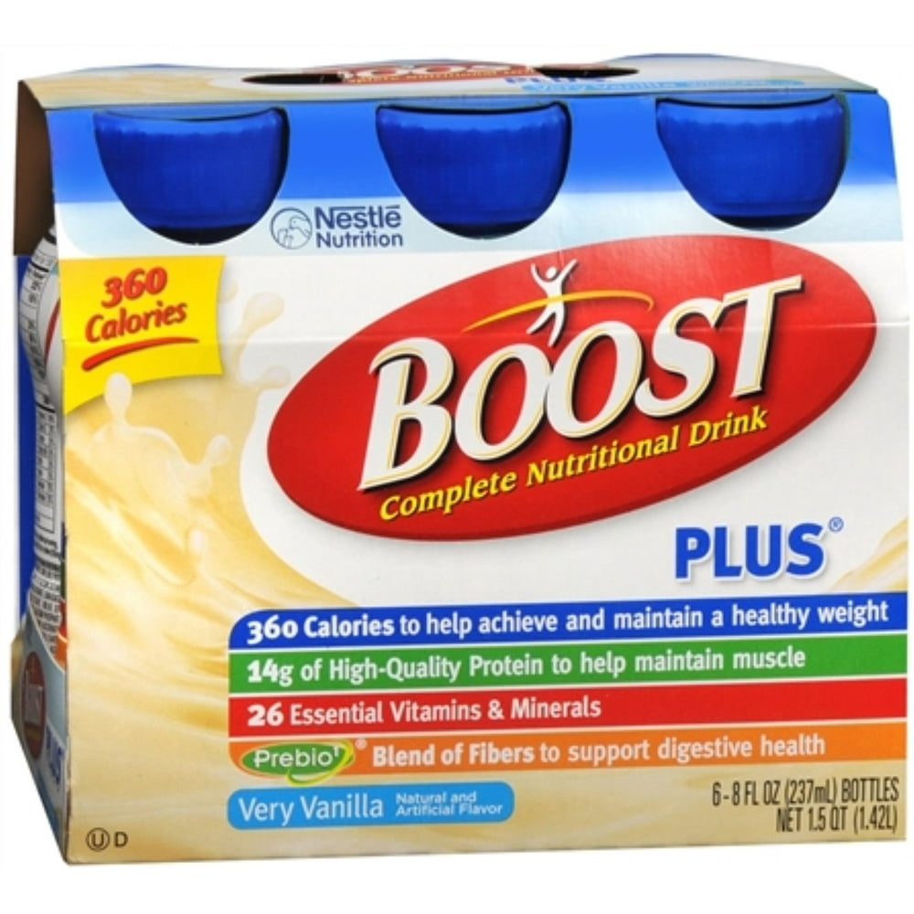 BOOST PLUS Nutritional Energy Drinks Vanilla 48 oz 6Pk (Pack of 2