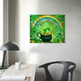 thumbnail image 4 of Nawypu St. Patrick's Day Green Clover Leaves Canvas Wall Art Prints Painting Picture, Gold Pot with Rainbow Walls Decor Artworks for Living Room Bedroom Bathroom, Ready to Hang Arts,, 4 of 6