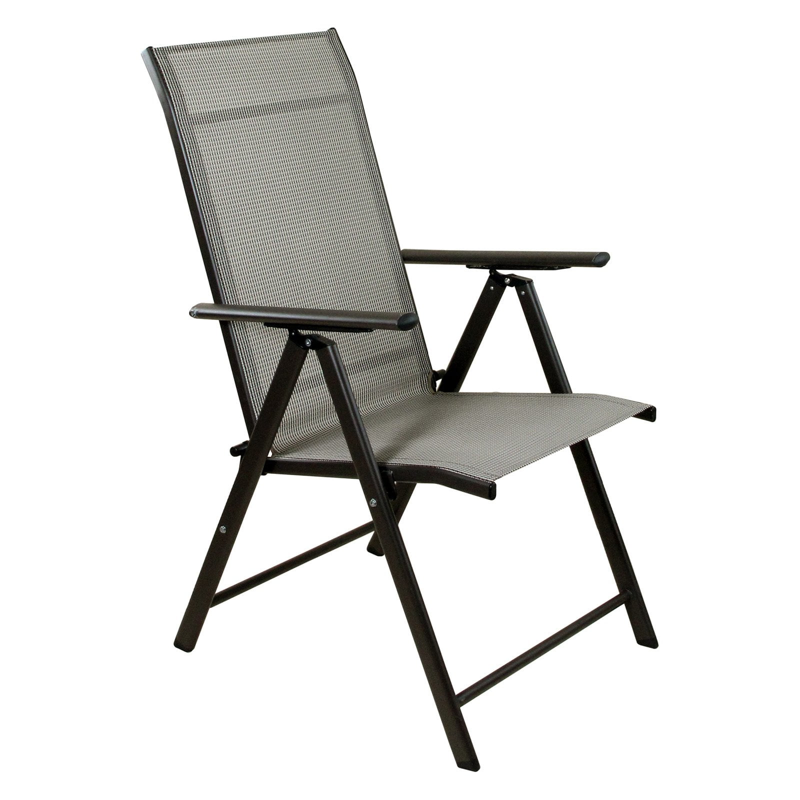 CC Outdoor Living Steel and Mesh Foldable Black Reclining Lawn Chair
