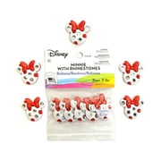 JESSE JAMES BEADS Minnie Mouse Button Pack - Disney Buttons Embellishments for Sewing, Crafting, Quilting, Scrapbooking - Minnie Mouse Rhinestone Heads - Dress It Up Buttons
