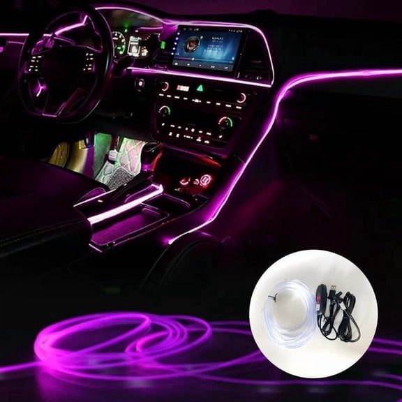 USB Powered Car Interior LED Light, Multiple Color Modes 5M Fiber Ambient Light, Car Interior Decorative Light