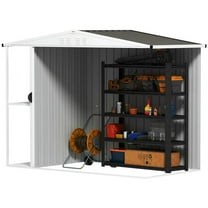 Barara King Outdoor Sheds, Outdoor Storage Tool House,8 x 4ft Outdoor Garden Shed, Metal Shed with Air Vents and Lock, Warm Gray