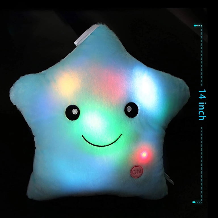 Rirool 14 Inch Blue Light Up Star Plush Pillow photo 6