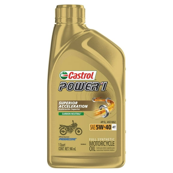 Castrol POWER1 Full Synthetic Motorcycle Oil 5W-40, 1 Qt
