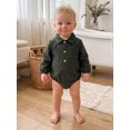 thumbnail image 6 of Loicainy Infant Baby Boy Fall Collared Romper 3 6 12 18 Months Ribbed Half Button Up Long Sleeve Bodysuit, 6 of 9