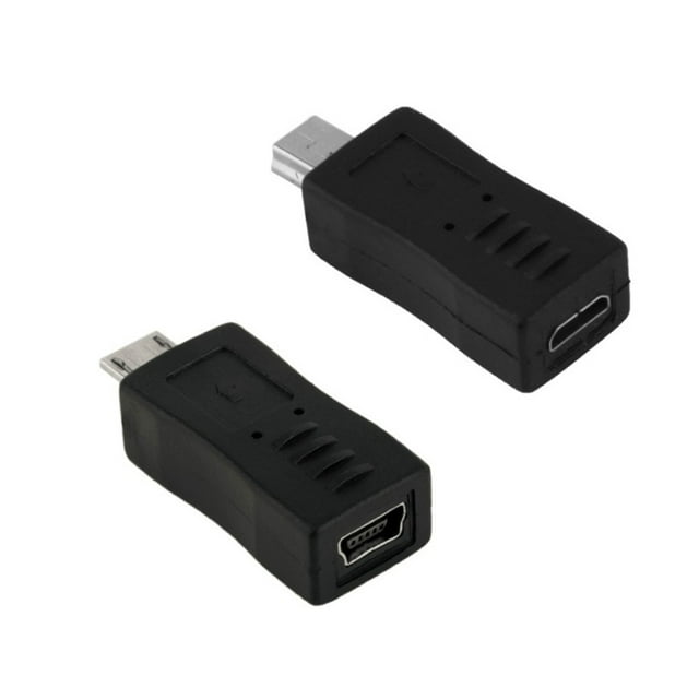 adaptadores de conector de cargador micro mini USB hembra a mini micro USB macho (negro)