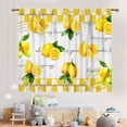 thumbnail image 3 of Yellow Lemon Kitchen Curtains, Vintage Retro Summer Spring Seasonal Fruit Yellow Checkered Window Drapes Treatments for Living Room Bedroom Bathroom Cafe 2 Panels, 42"x63" Inch, 3 of 5