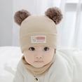thumbnail image 2 of AWZXDE Baby Hats Soft Warm Knit Hat Kids Winter Hat With Comfortable Earflap Scarf Hood Hat For Boys Girls Khaki, 2 of 3