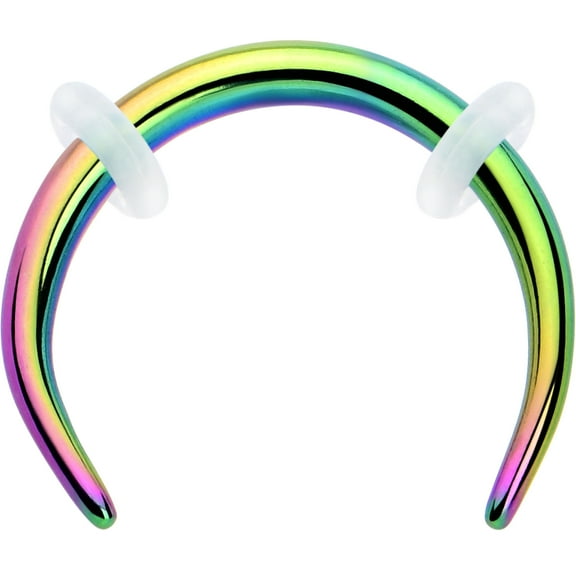 Body Candy Unisex 316L Stainless Steel Rainbow 16G Ear Gauges Crescent Taper Pincher Curved Taper Septum Ring 8mm