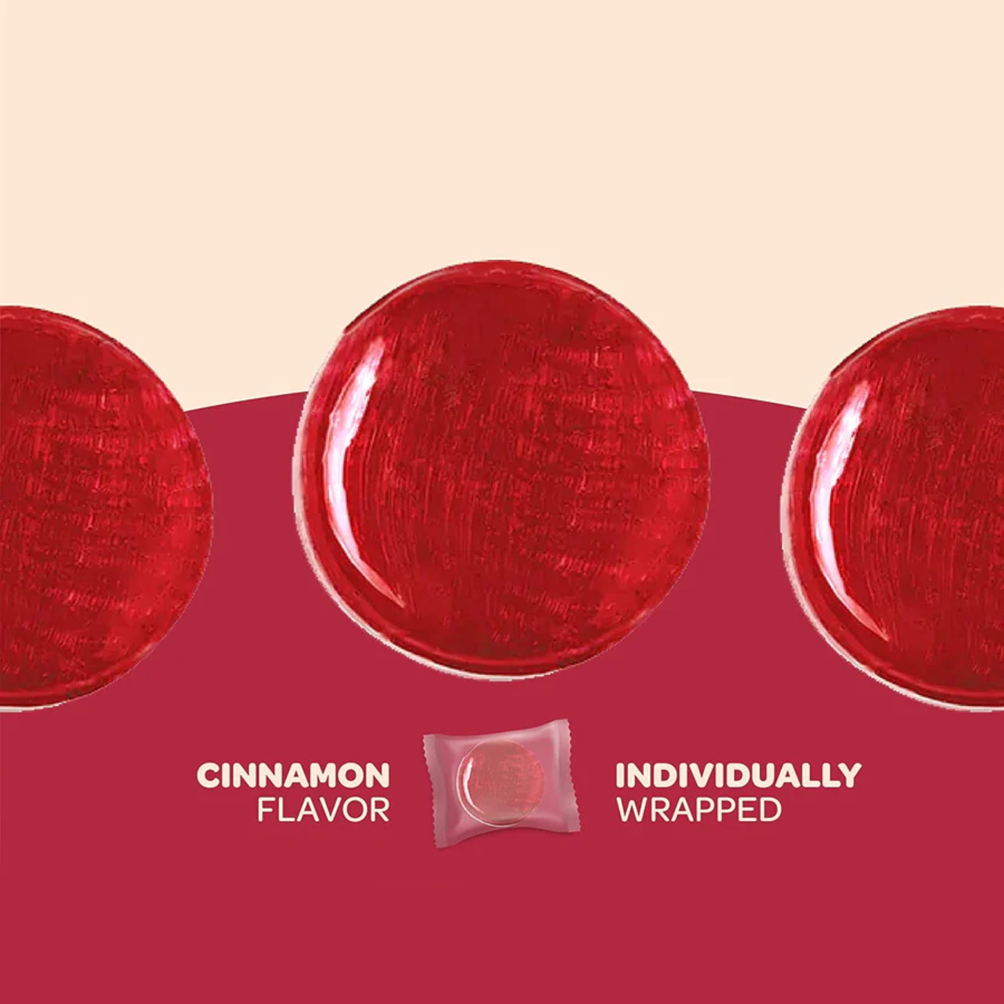 Coastal Bay Confections Cinnamon Flavored Hard Candy Red Individually Wrapped Wrapper Discs Candies for Home Office Candy Bowl Travel Picnic Movie Nights Birthday Holiday Party Favor 10 oz. Pack of 6