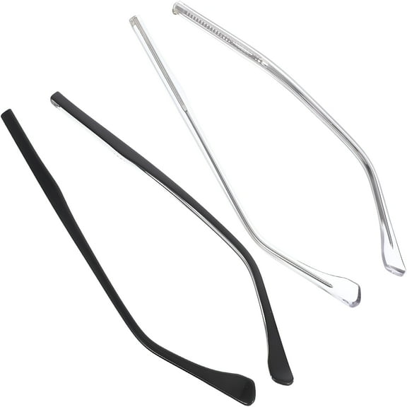 GJX 2 Sets Eyeglass Replacement Temples with Nose Pads Fit Glasses Repair Kit Includes Screws Washers Screwdriver of Durable Transparent Arms for Eyewear