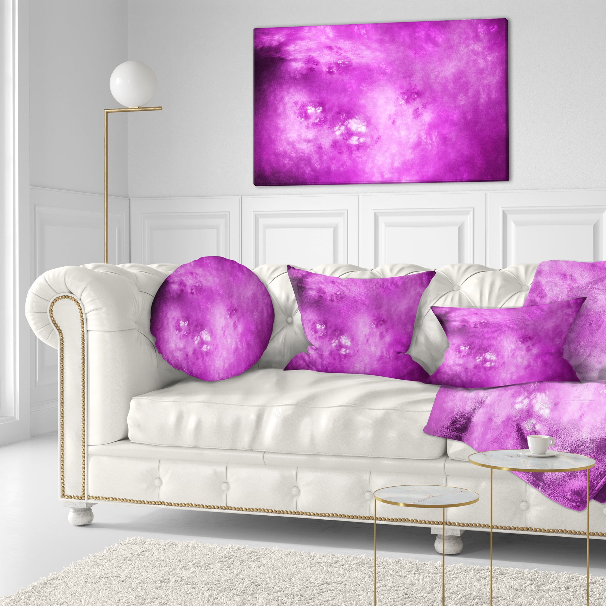 Designart Bright Purple Sky with Stars - Abstract Throw Pillow - 12x20