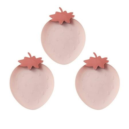 

3pcs Fruit Plate Snack Serving Plate Food Tray Strawberry Shape Design for Living Room (Pink)
