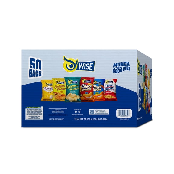 Wise Grab & Snack Variety Packs, Assorted Salty Snacks, 37.5 oz., 50 Count