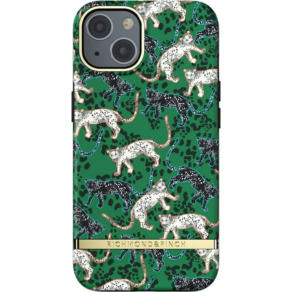 Richmond & Finch Phone Case Compatible with iPhone 13, Green Leopard Design, 6.1 Inches, Shockproof, Raised Edges,