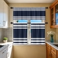 thumbnail image 5 of Striped Rod Pocket Kitchen Curtains,Navy Blue White Tier and Valance Curtains,Light Filtering Short Window Treatments for Bathroom,Bedroom,Living Room and Cafe, 5 of 5