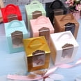 thumbnail image 3 of Moyic Las cajas de la magdalena con el mango y la ventana insertan los envases portátiles de los pasteles escogen las cajas de la magdalena Almacenamiento y organización del hogar Blanco, 3 of 6