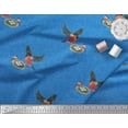 thumbnail image 2 of Soimoi Blue Velvet Fabric Nest & Bullfinch Bird Print Fabric by Yard 58 Inch Wide, 2 of 3