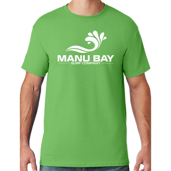 Mens Manu Bay Surf Company WHITE LOGO T-shirt, XL Kiwi Green