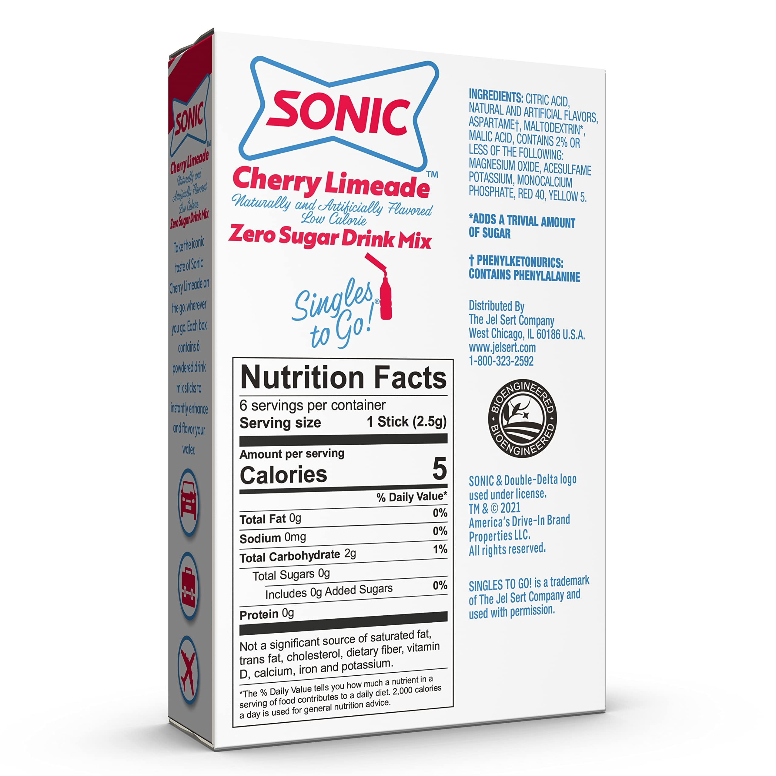 (12 pack) Sonic Zero Sugar Singles-to-Go Powdered Drink Mix, Cherry Limeade, 6 Count Packets