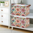 thumbnail image 2 of Yayeee Foldable Storage Basket for Shelves with Handles Set of 2 Waterproof Cloth Bins, Colorful Flowers, 2 of 7